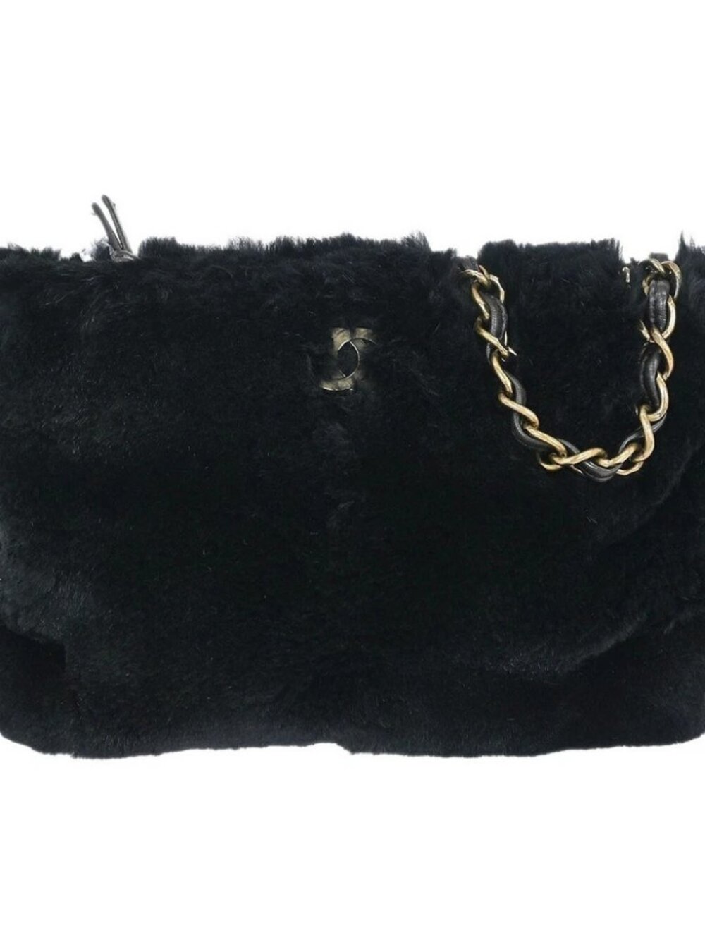 Chanel Black Rabbit Fur Shoulder Bag AQ00409